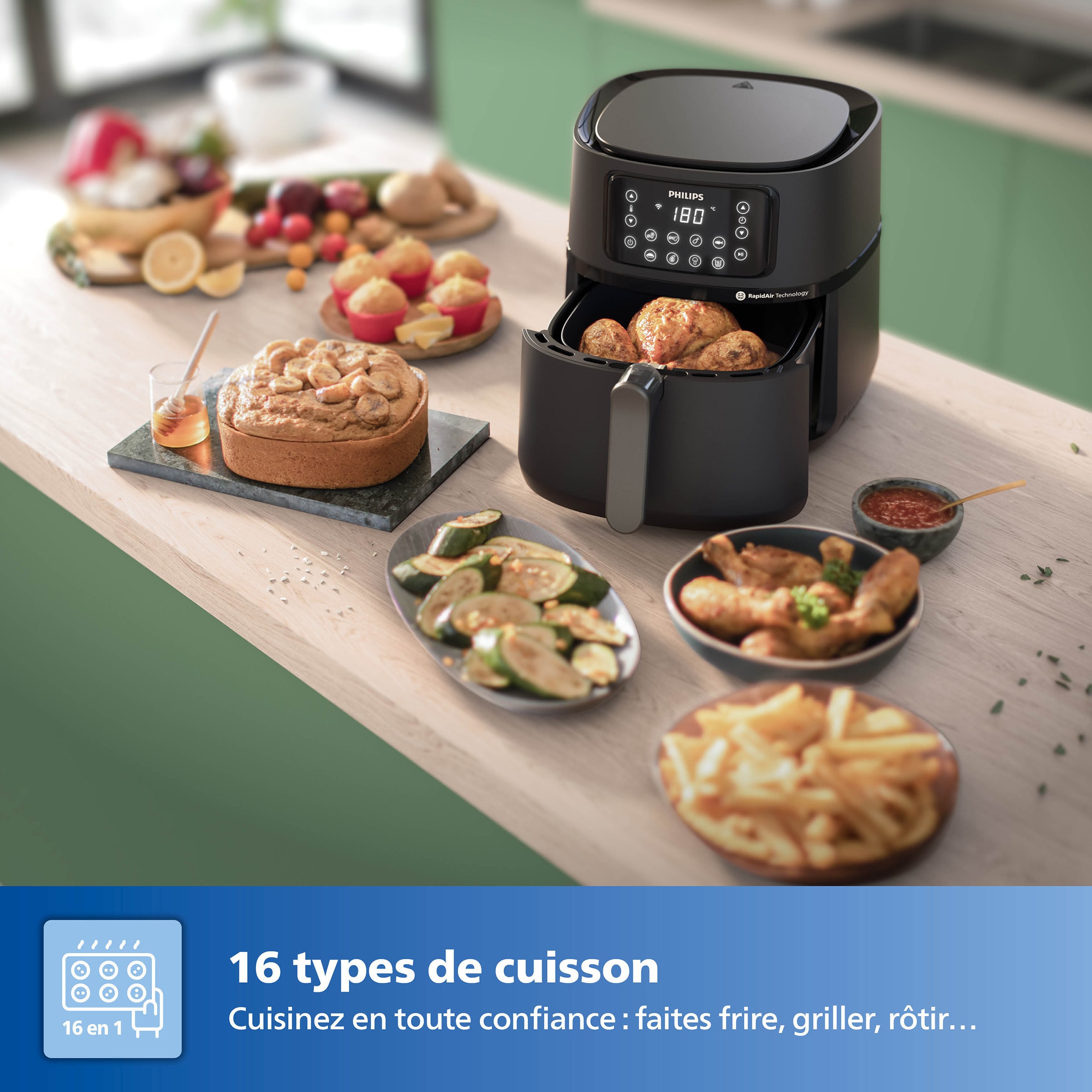 Friteuse à air chaud PHILIPS Air Fryer 2000W 1.4kg - HD9285/93