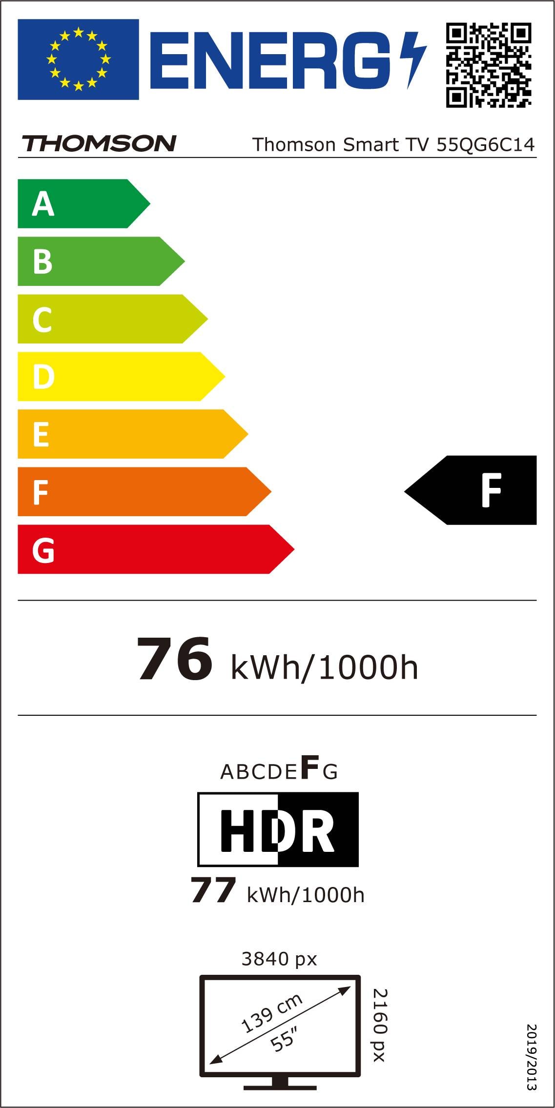 TV QLED 4K 139 cm THOMSON 60 Hz Smart TV 55" - 55QG6C14