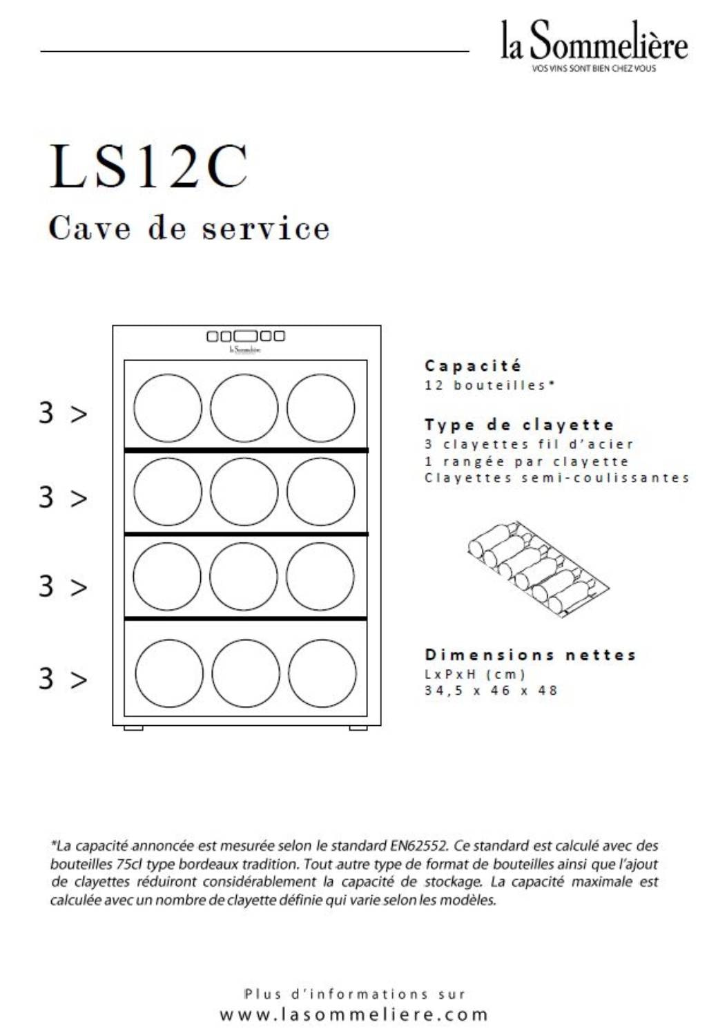 Cave à vin de service LA SOMMELIERE 12 bouteilles - LS12C