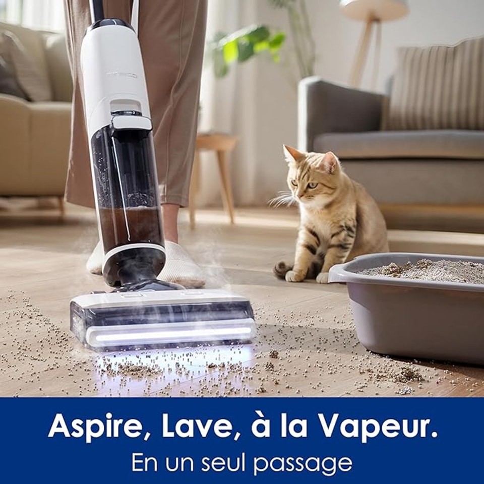 Aspirateur nettoyeur vapeur TINECO S7 Steam Plus, 240W, Noir - TINP0032EUN