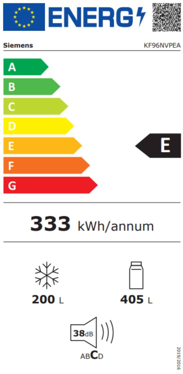 Réfrigérateur 4 portes SIEMENS iQ300 No Frost Inox - KF96NVPEA