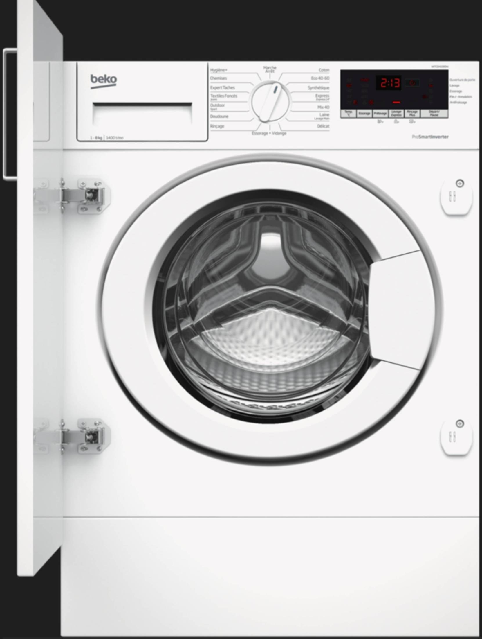 Lave linge encastrable BEKO 15 programmes Paroi anti-vibrations 1400 trs/mn 8kg - WITC8410B0W