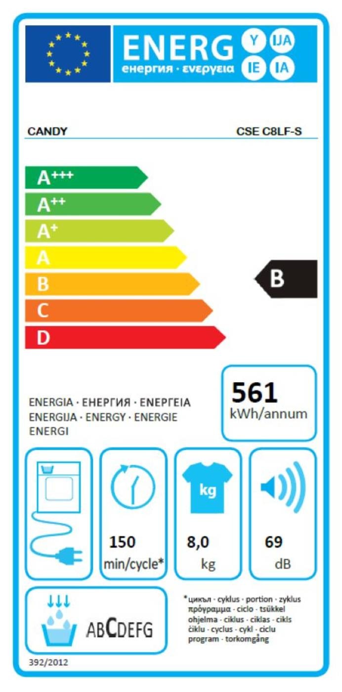 Sèche linge Condensation CANDY  - CSEC8LF-S