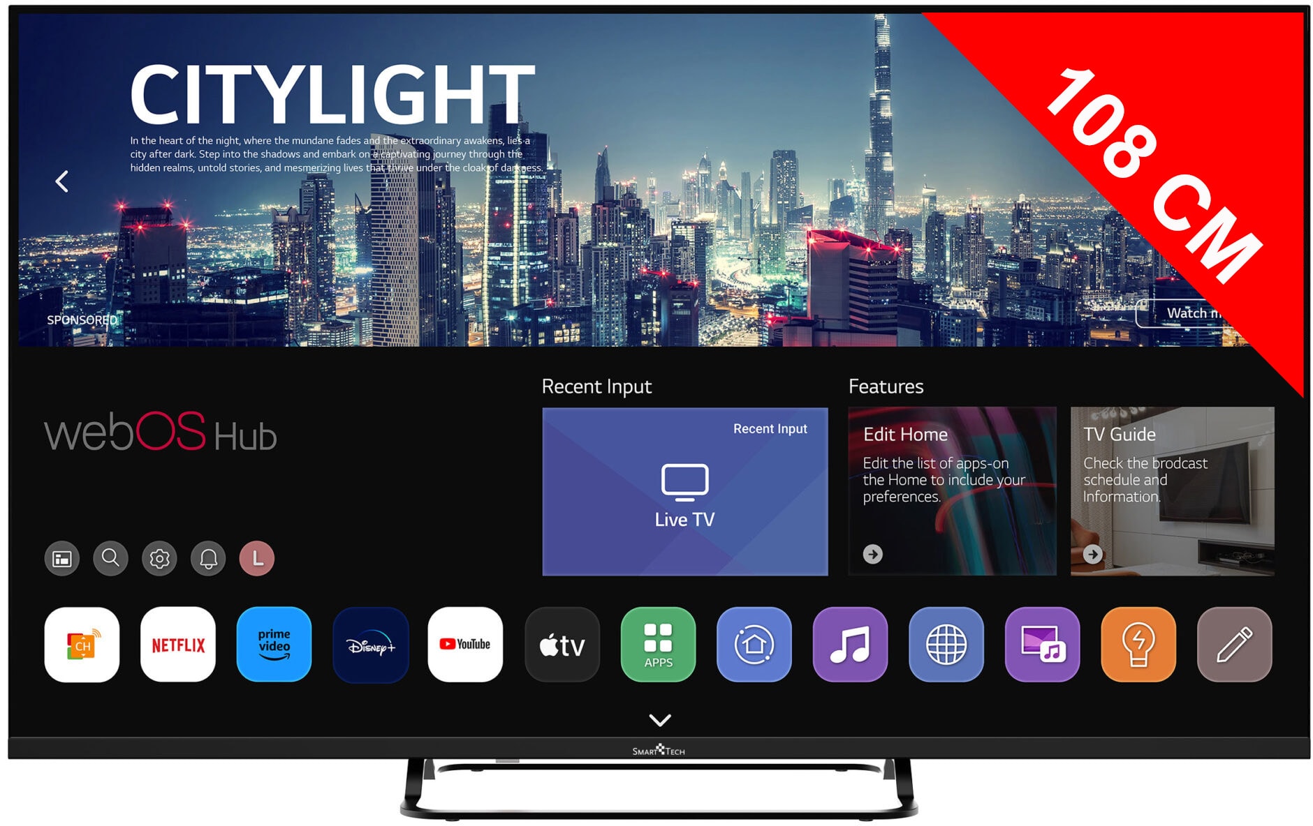 TV QLED 4K 108 cm SMART TECH  - 43QW02V