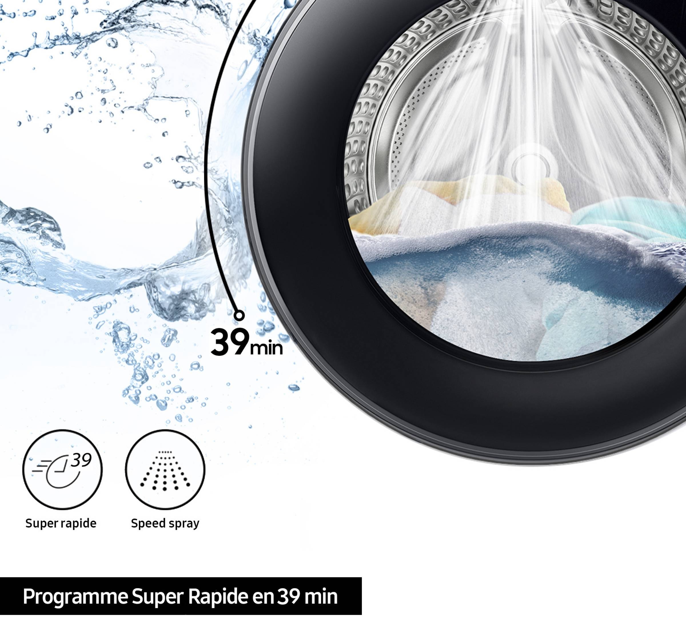 Lave linge Frontal SAMSUNG AI Ecobubble 11kg Noir - WW11DB7B94GB