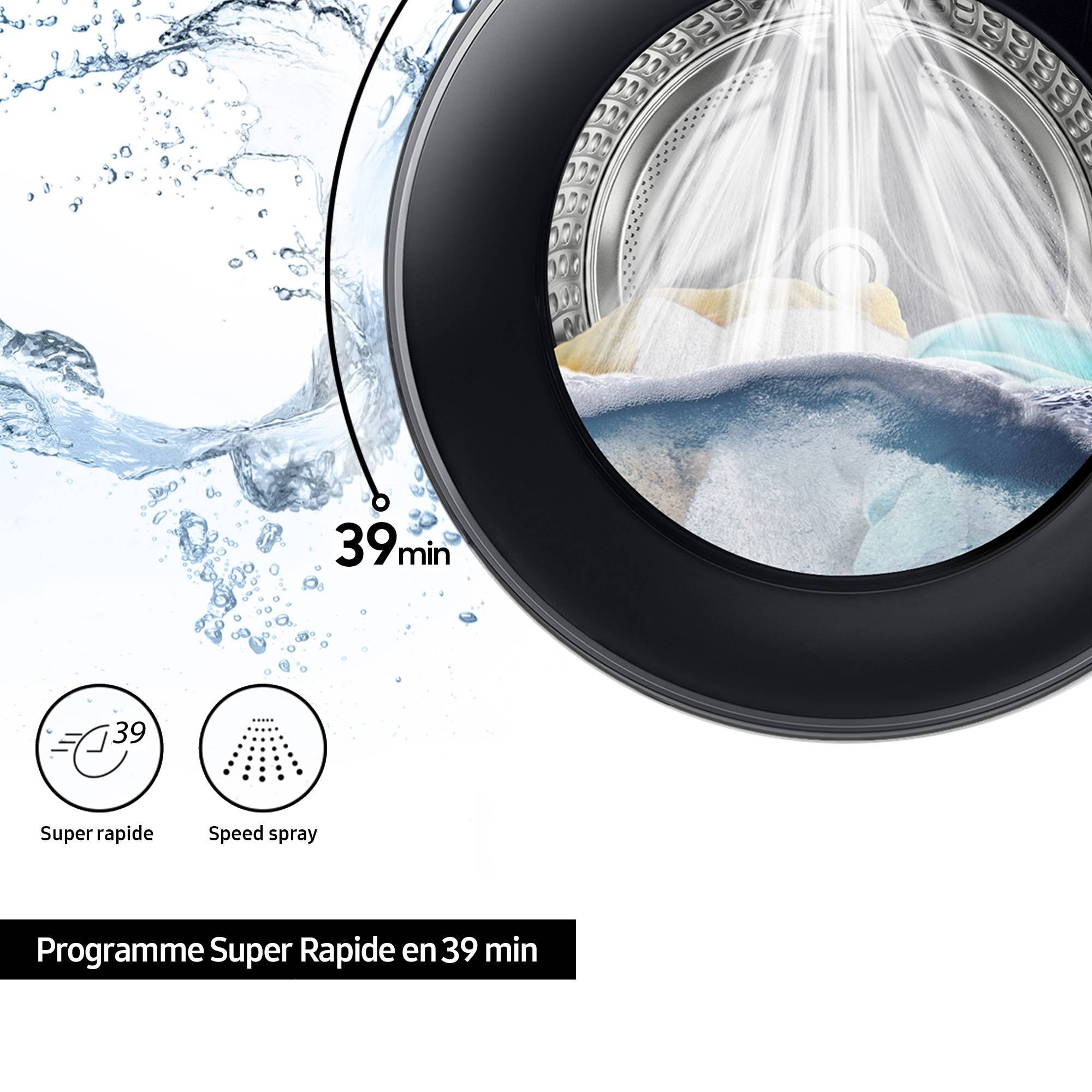 Lave linge Frontal SAMSUNG , AI Ecobubble, 1400 trs/mn, 9kg, Noir - WW90DB7U34GB