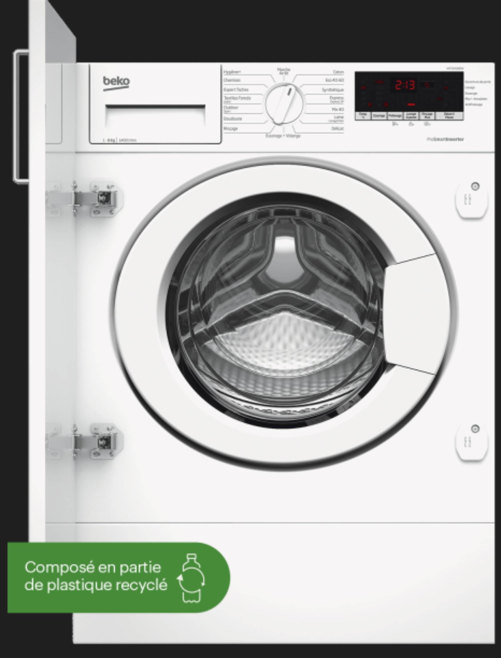 Lave linge encastrable BEKO 15 programmes Paroi anti-vibrations 1400 trs/mn 8kg WITC8410B0W