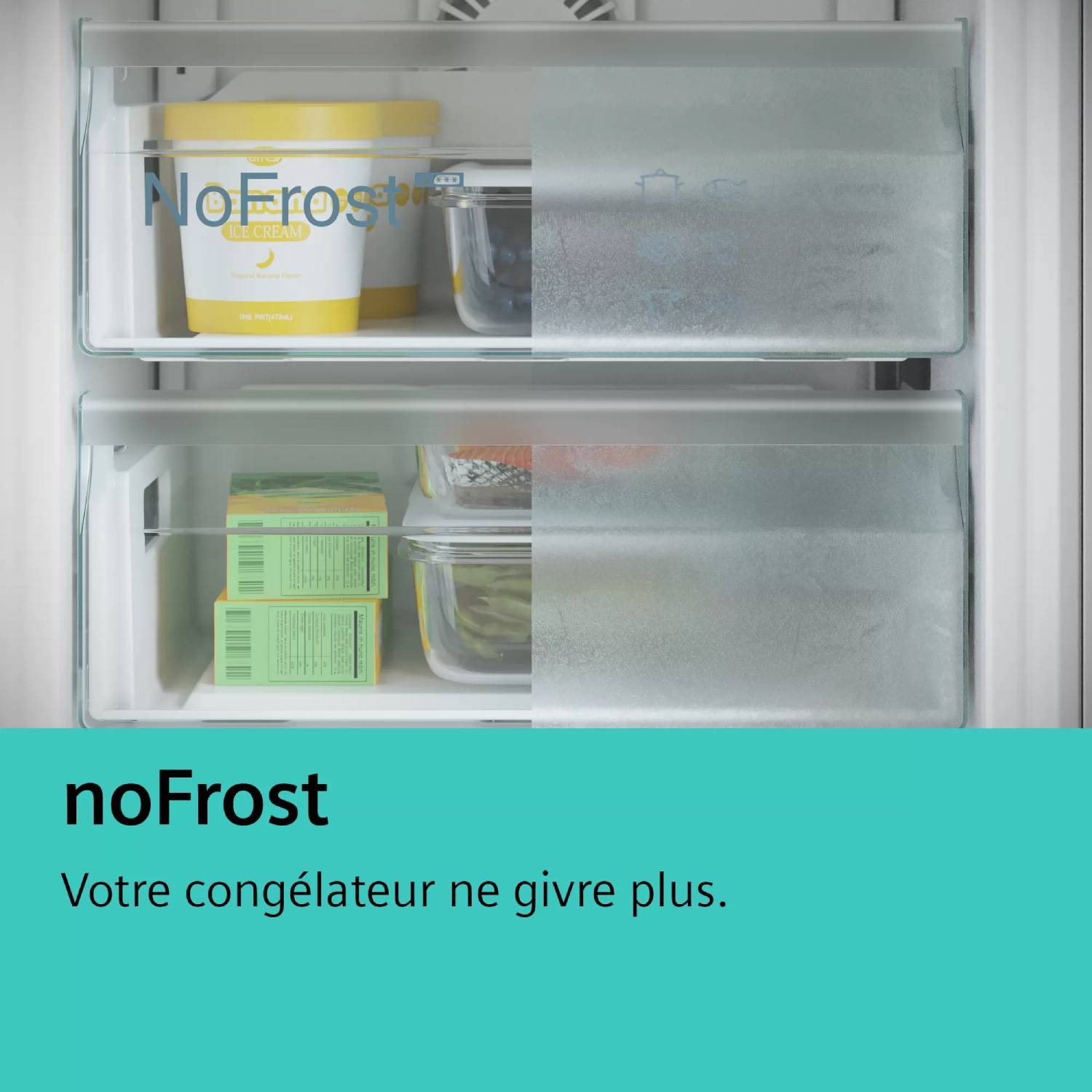 Réfrigérateur congélateur bas SIEMENS IQ300 NoFrost HyperFresh 237L Noir - KG36NXXEA