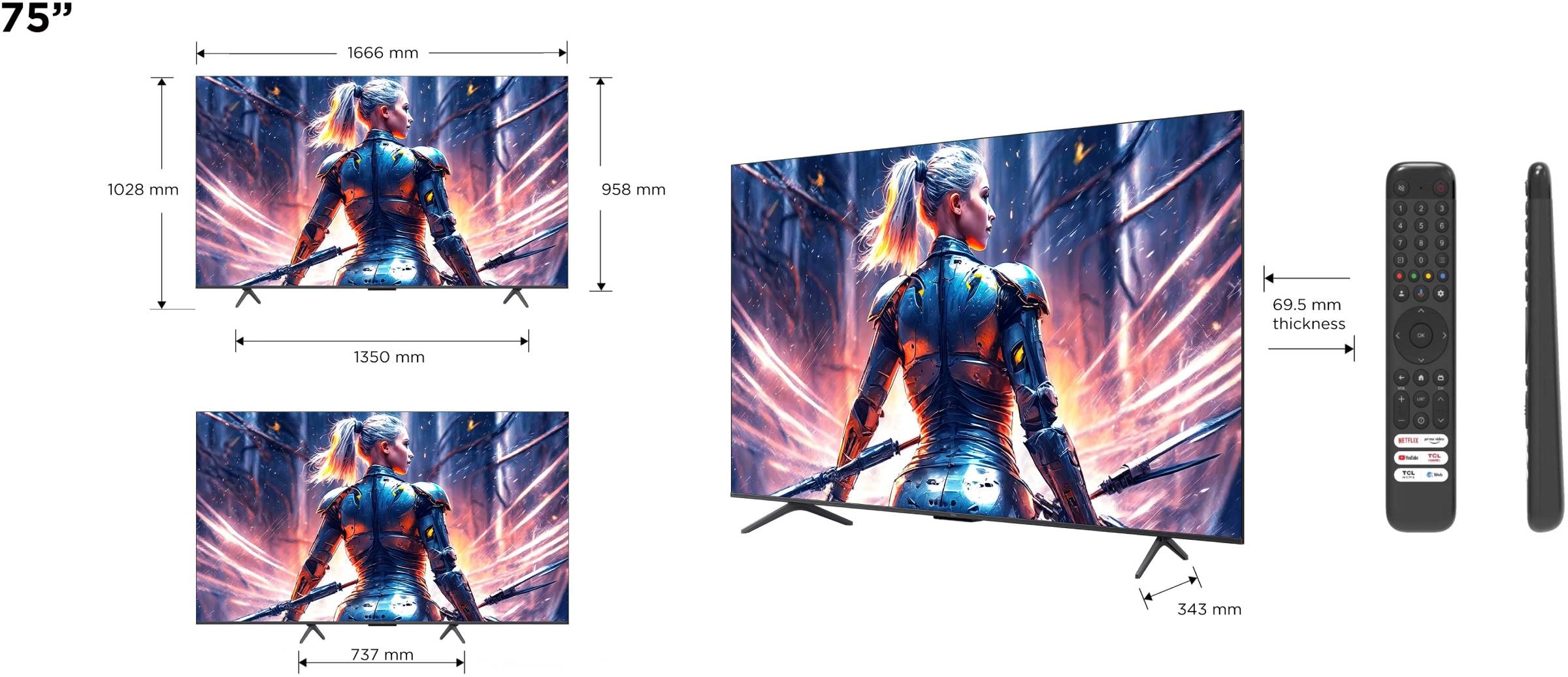 TV QLED 4K 189 cm TCL QLED Google TV 144Hz 75" - 75T8B