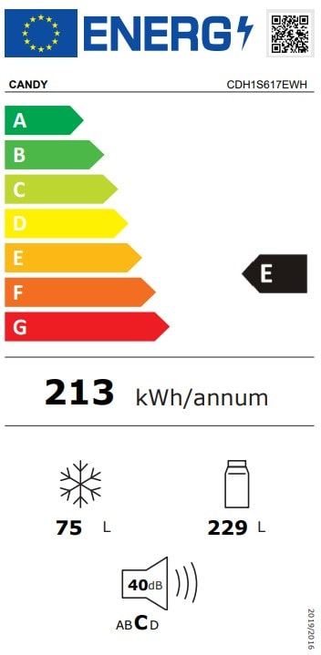 Réfrigérateur congélateur haut CANDY  - CDH1S617EWH