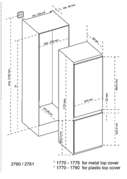 Réfrigérateur congélateur encastrable TELEFUNKEN Froid Statique 251L - TKRCB251BIE