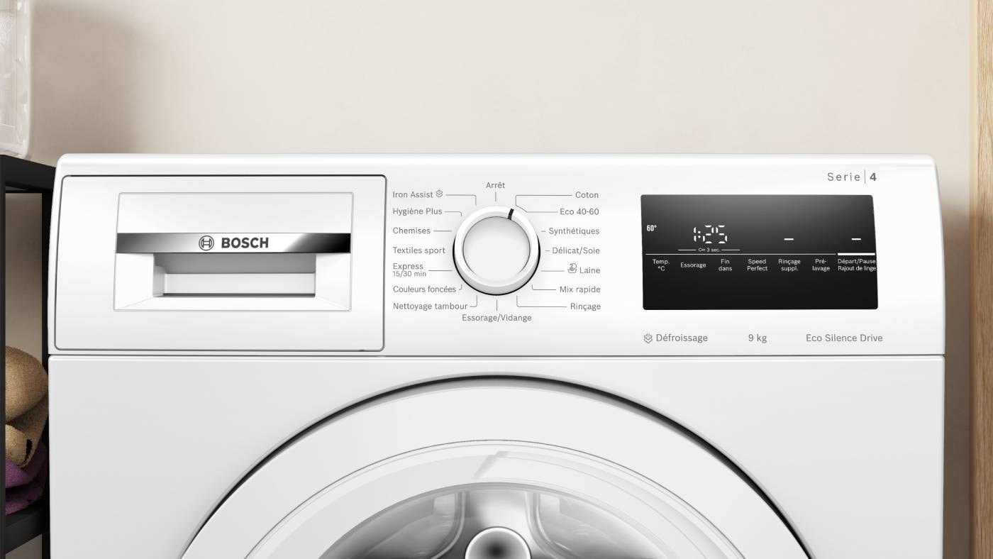 Lave linge Frontal BOSCH Série 4 Iron Assist 9Kg Blanc - WAN24209FR