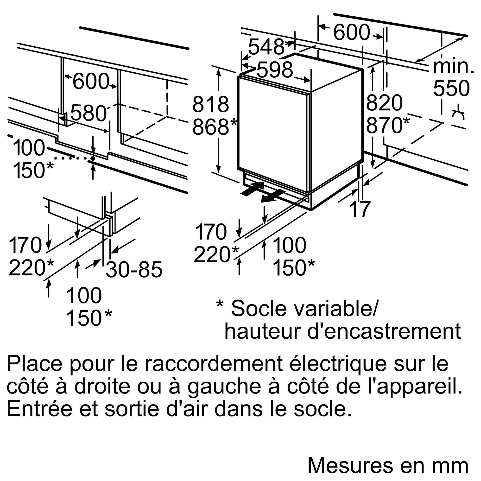 Table top encastrable BOSCH Série 6 Fresh Sense 123L - KUL15AFF0