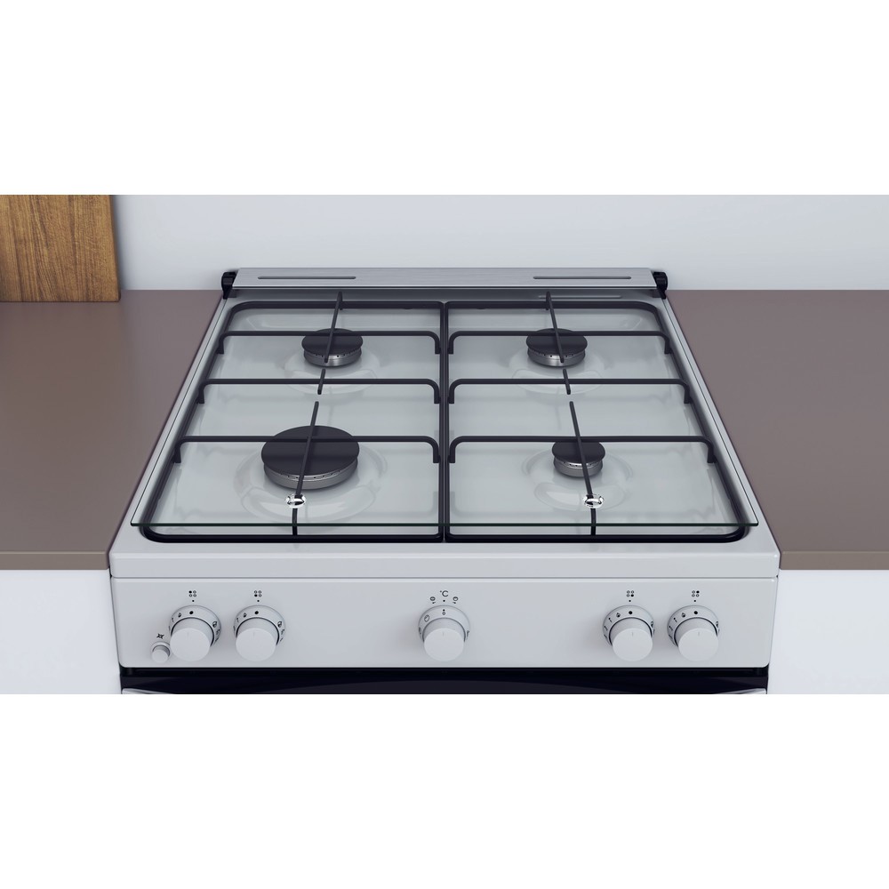 Cuisiniere gaz INDESIT 4 Feux + four Gaz Blanc - IS67G1KMW/E