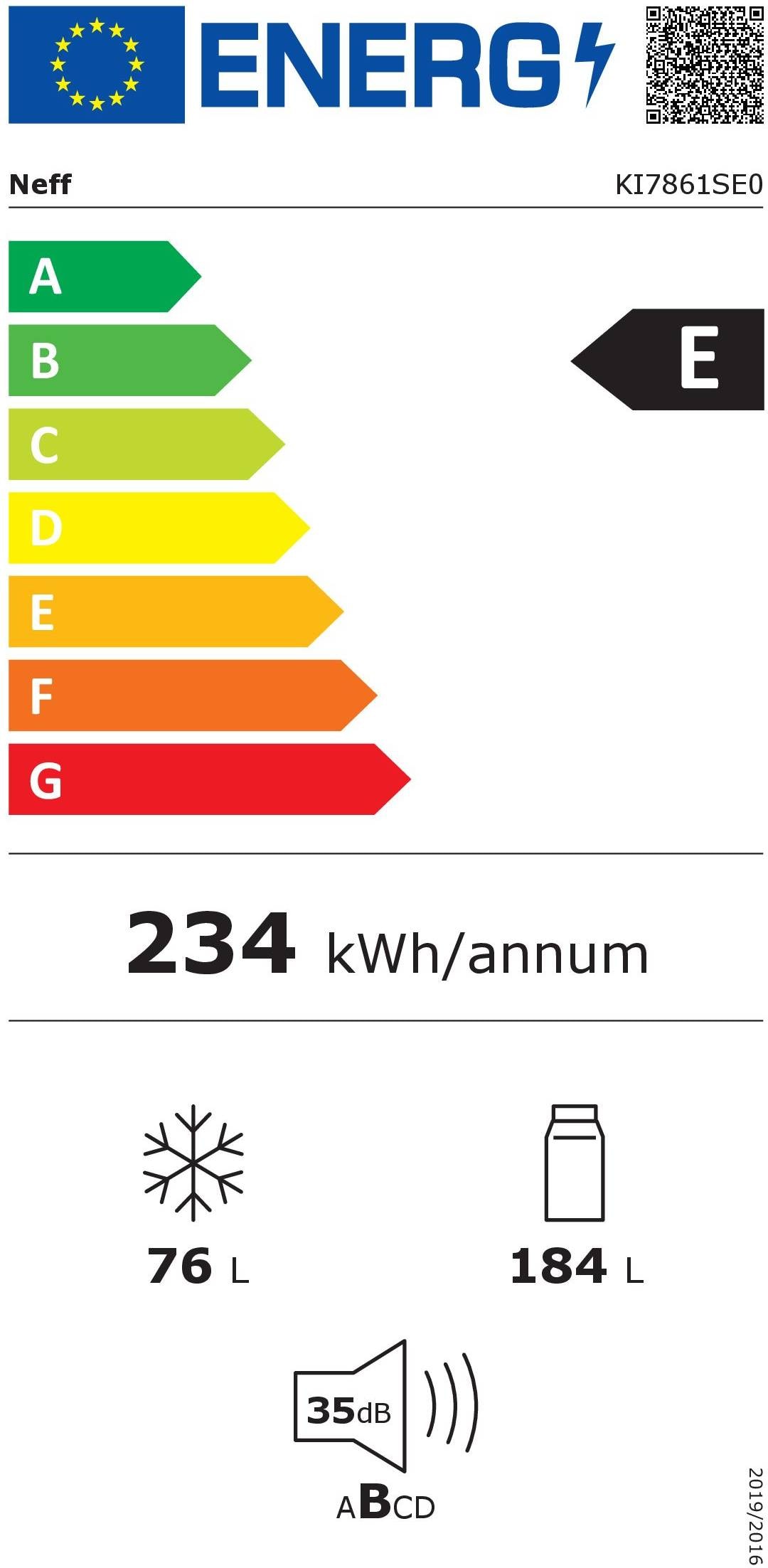 Réfrigérateur congélateur encastrable NEFF 260L - KI7861SE0