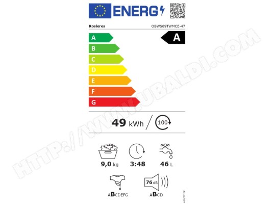 Lave linge encastrable ROSIERES Fonction Vapeur WiFi 1600 trs/mn 9 kg - OBWS69TWMCE-47