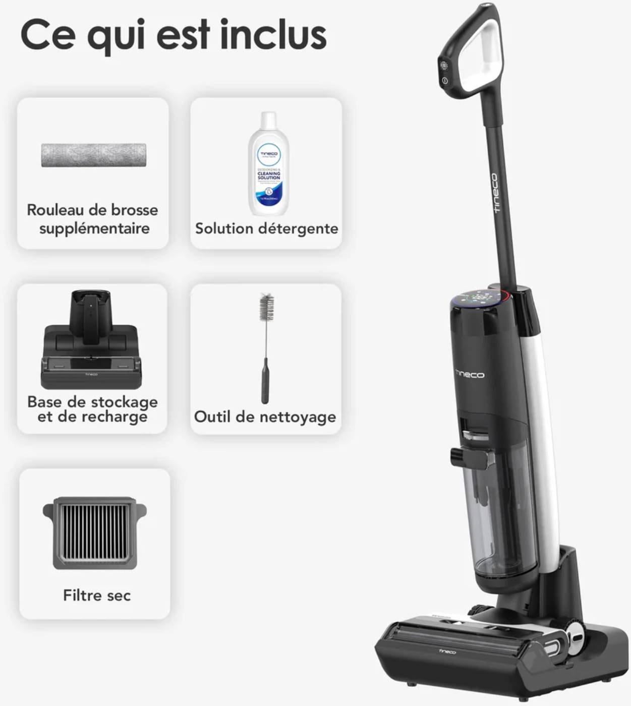 Aspirateur laveur TINECO S7 Flashdry Pet, 230W, Noir - TINP0037EUN