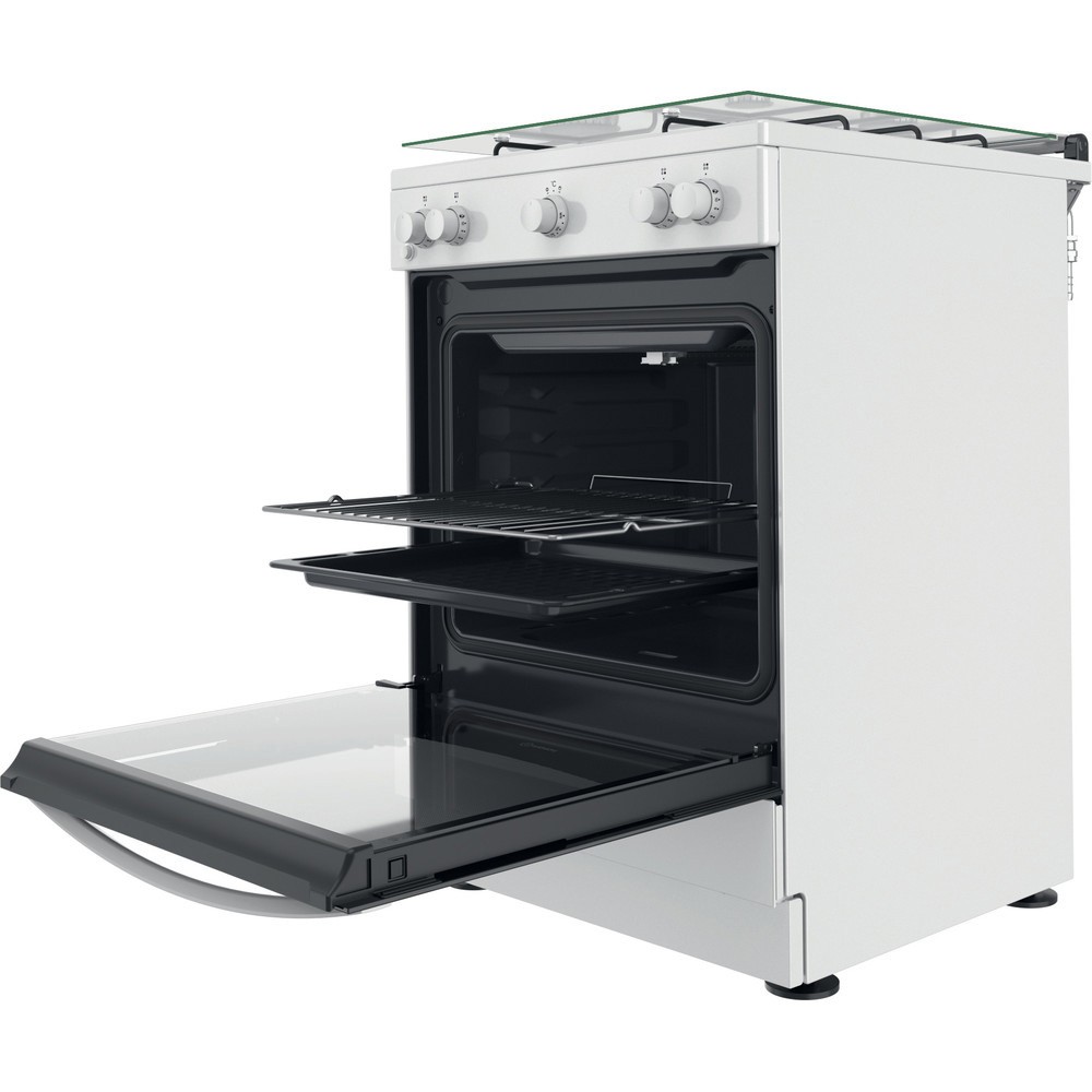 Cuisiniere gaz INDESIT 4 Feux + four Gaz Blanc - IS67G1KMW/E