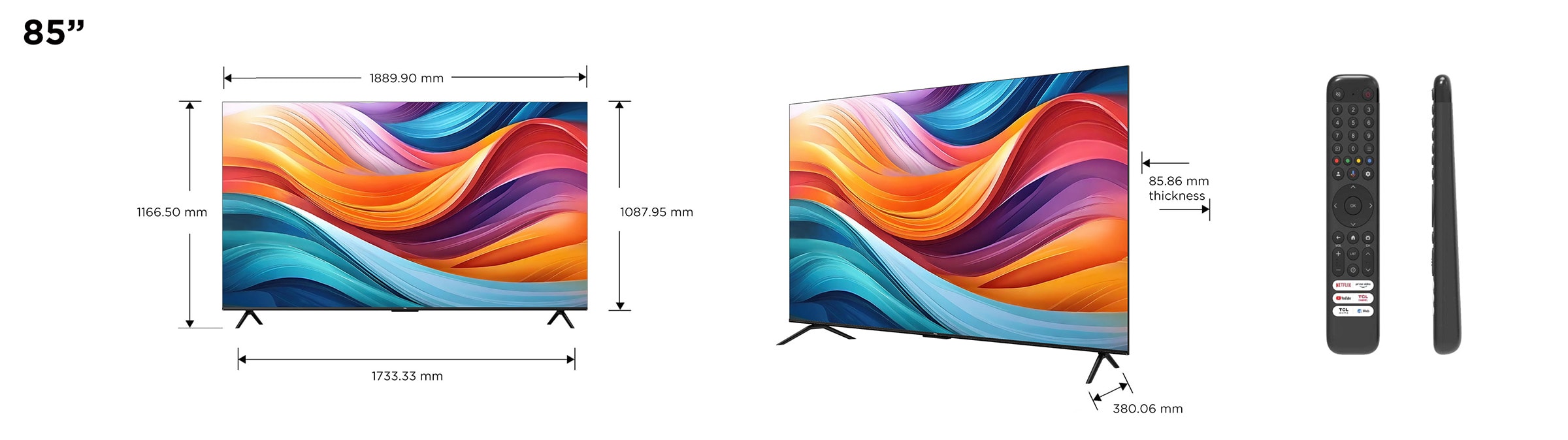 TV LED 4K 215 cm TCL , HDR Pro, Google TV, 85" - 85T7B