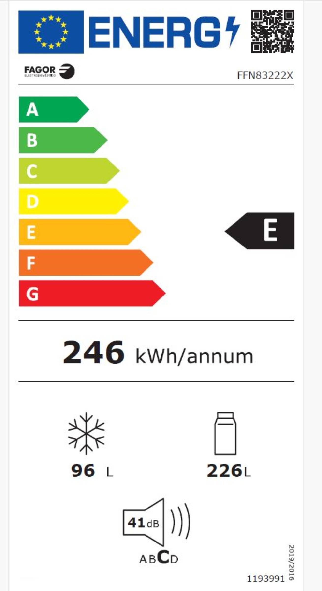 Réfrigérateur congélateur bas FAGOR  - FFN83222X