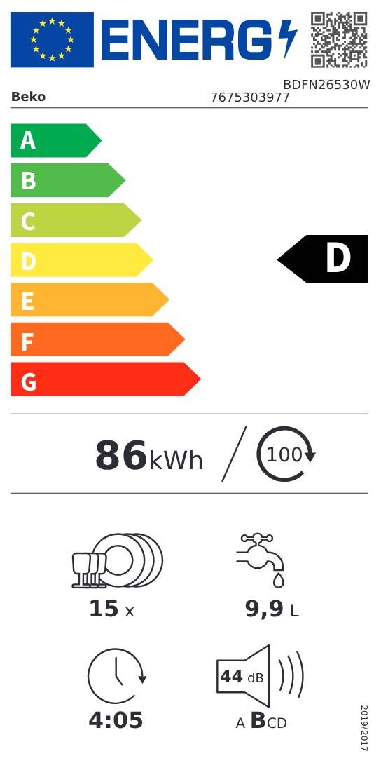 Lave vaisselle 60 cm BEKO 15 couverts - BDFN26530W