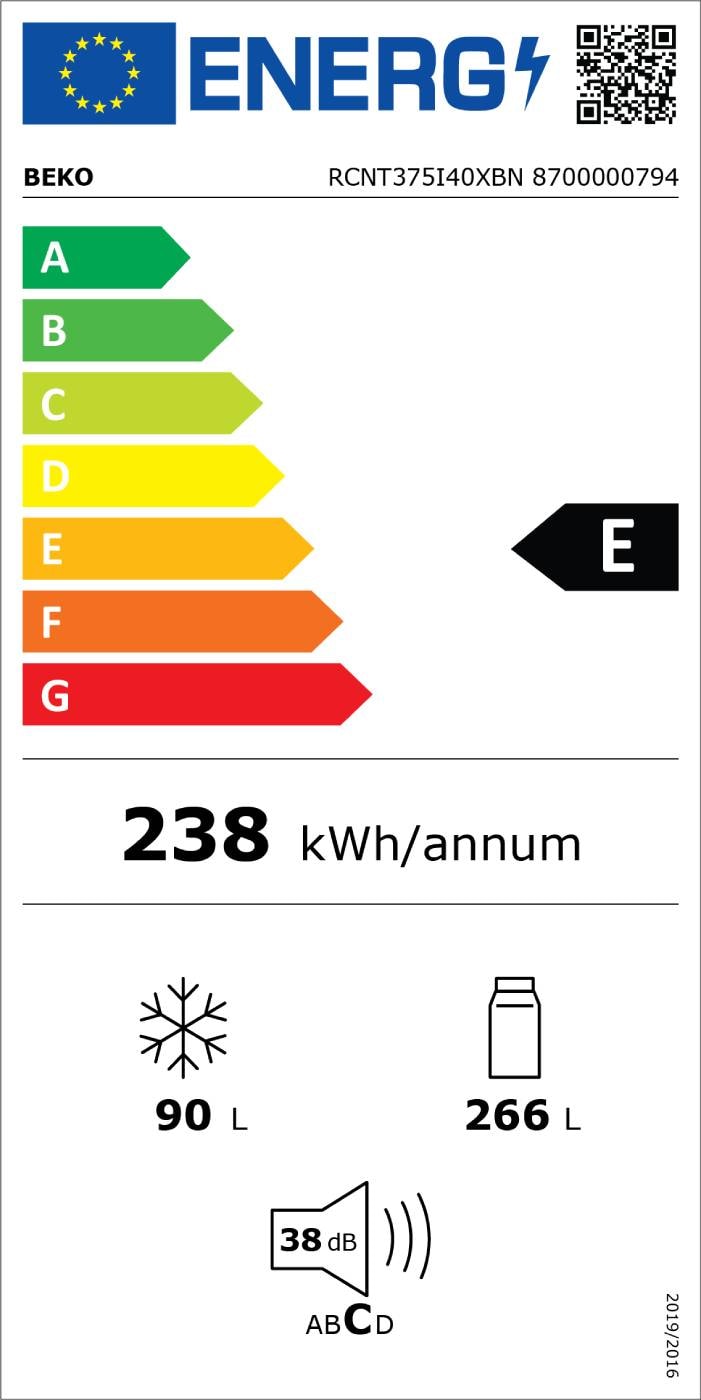 Réfrigérateur congélateur bas BEKO  - RCNT375I40XBN