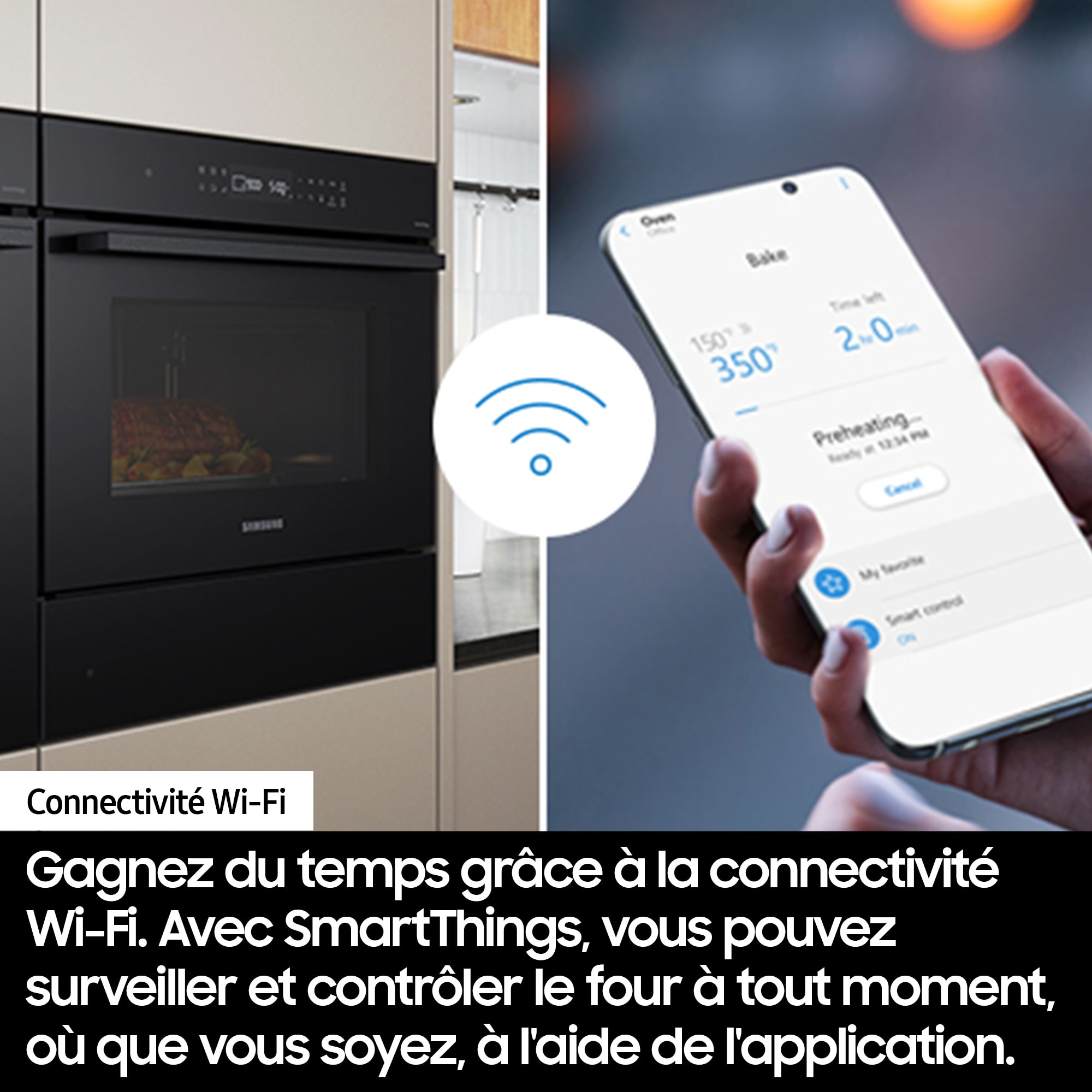 Micro ondes Encastrable SAMSUNG Série 4 SteamClean WiFi 1650W 50L Inox - NQ5B4513GBS