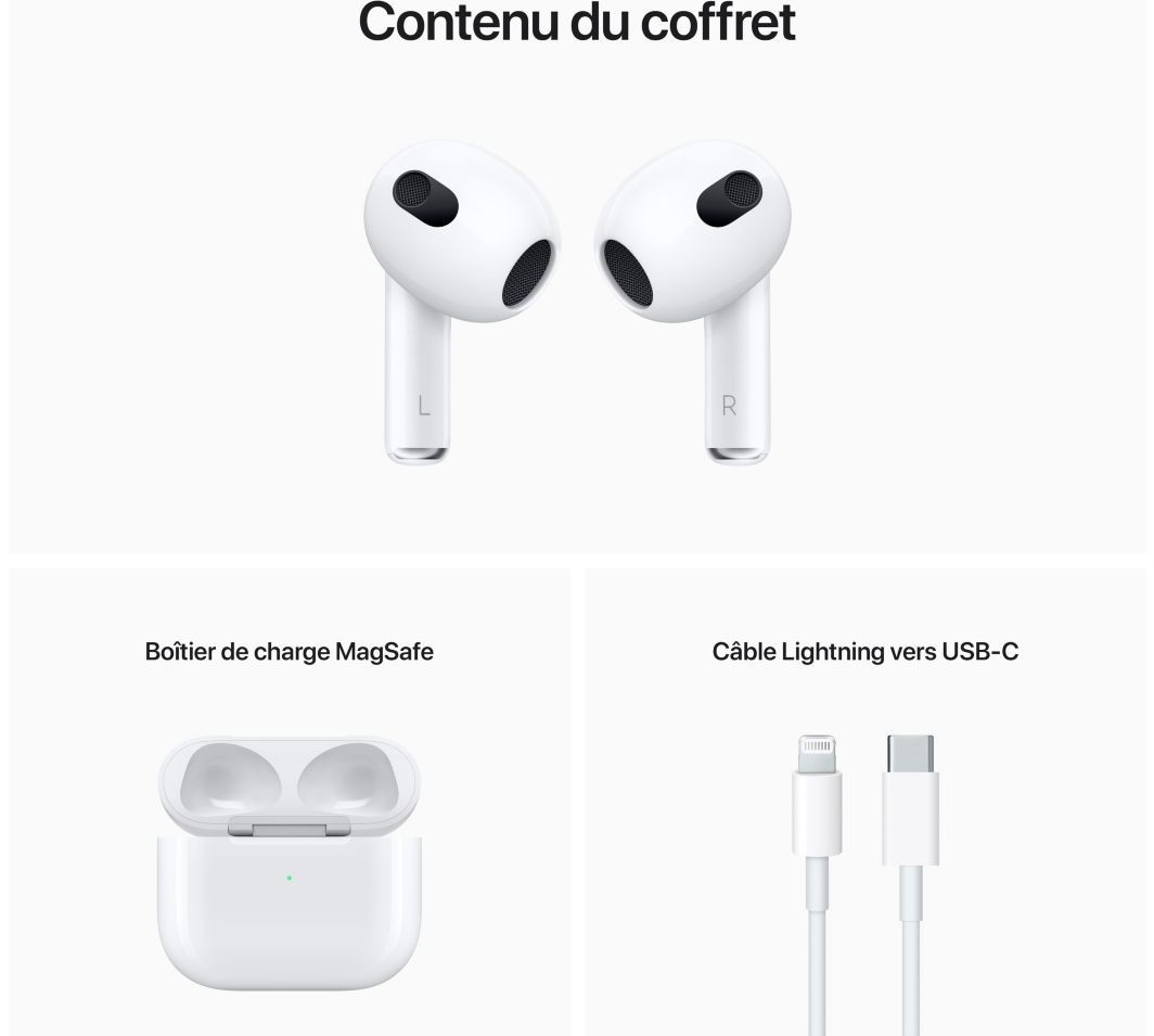 Ecouteurs APPLE AirPods (3ᵉ génération) avec Boîtier de charge MagSafe - AIRPODS-MME73ZM