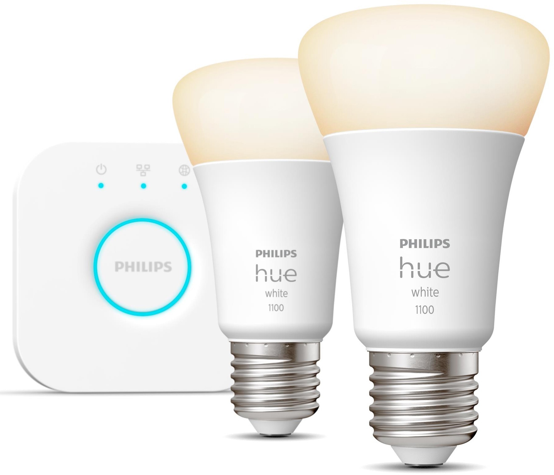 Lumière connectée PHILIPS HUE Philips HW Kit de démarrage 9.5W E27 x2 HUE-KIT-W2E27