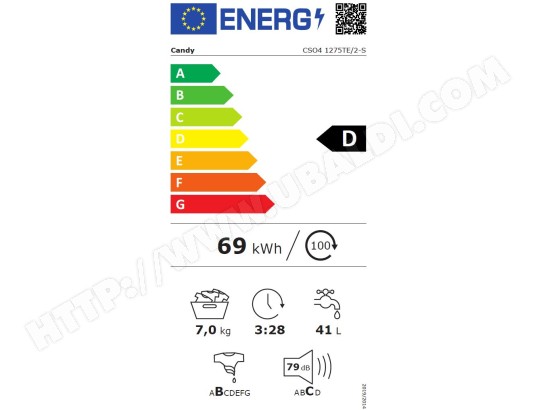 Lave linge Frontal CANDY CSO41275TE2S 7kg - CSO41275TE2S