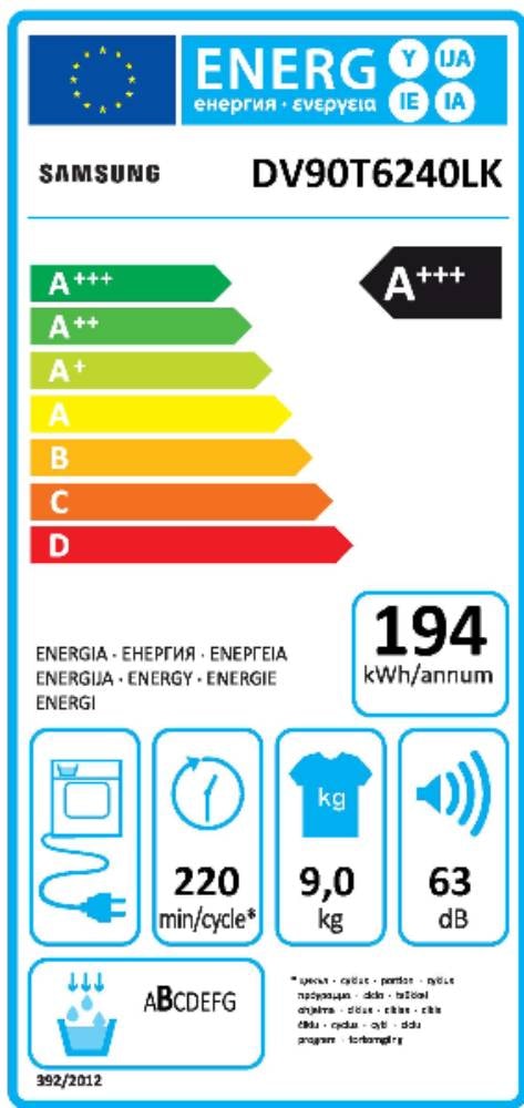 Sèche-linge pompe à chaleur SAMSUNG  - DV90T6240LK