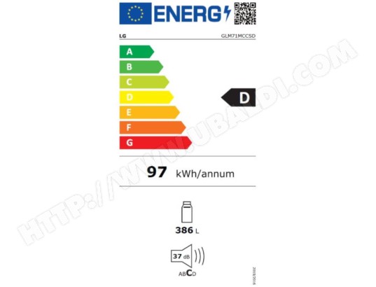 Réfrigérateur 1 porte LG Total No Frost Door Cooling+ 386L Noir - GLM71MCCSD