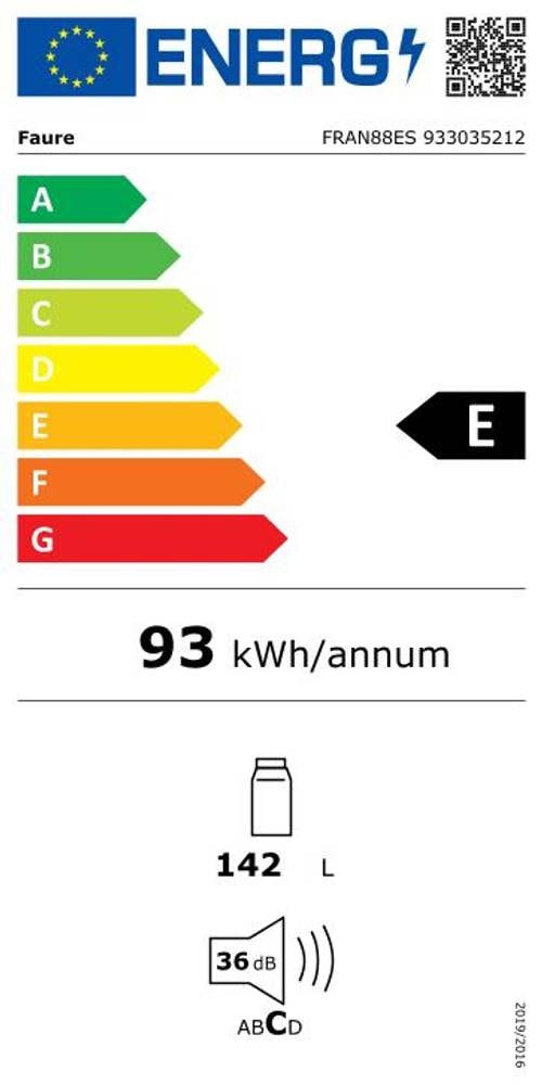 Réfrigérateur encastrable 1 porte FAURE Froid Statique 142L  - FRAN88ES