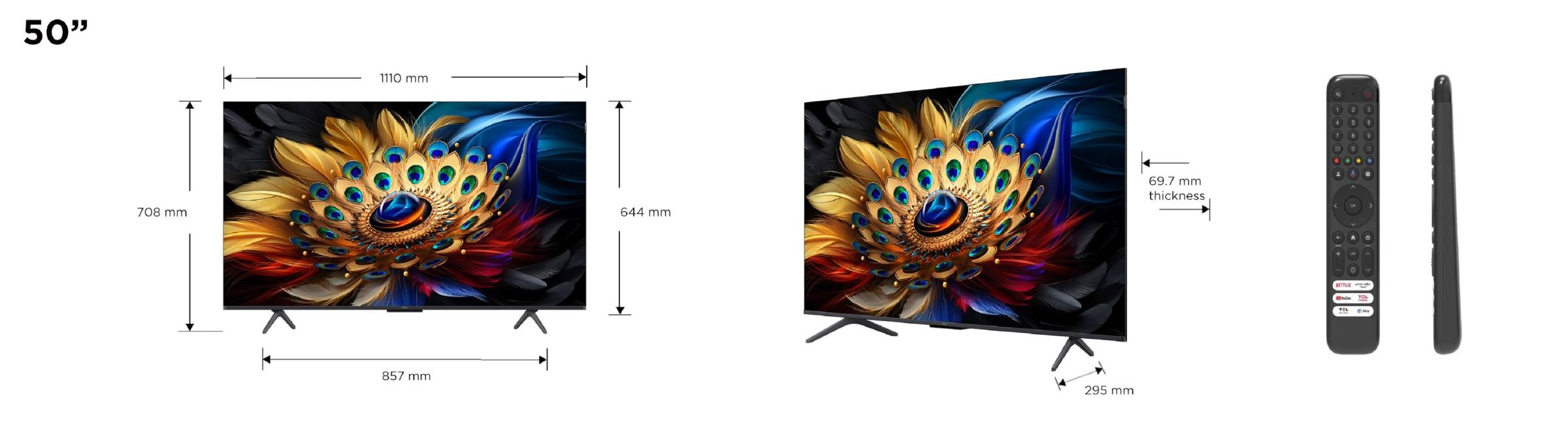 TV QLED 4K 126 cm TCL , HDR Pro, Google TV, 50" - 50T7B