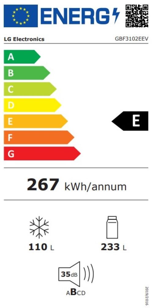 Réfrigérateur congélateur bas LG Froid Ventilé 343L Noir - GBF3102EEV