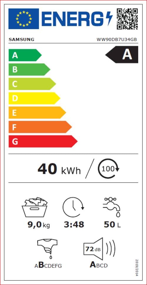 Lave linge Frontal SAMSUNG , AI Ecobubble, 1400 trs/mn, 9kg, Noir - WW90DB7U34GB