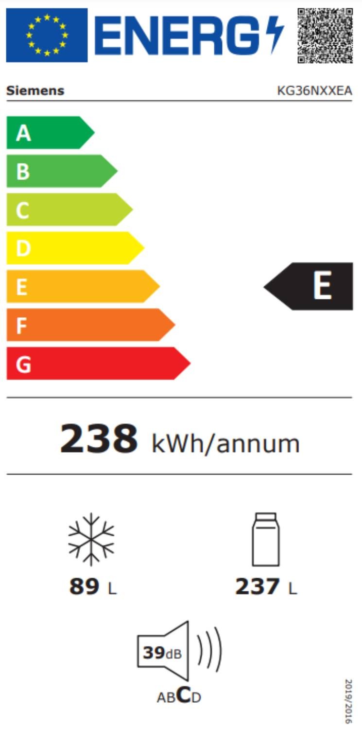 Réfrigérateur congélateur bas SIEMENS IQ300 NoFrost HyperFresh 237L Noir - KG36NXXEA