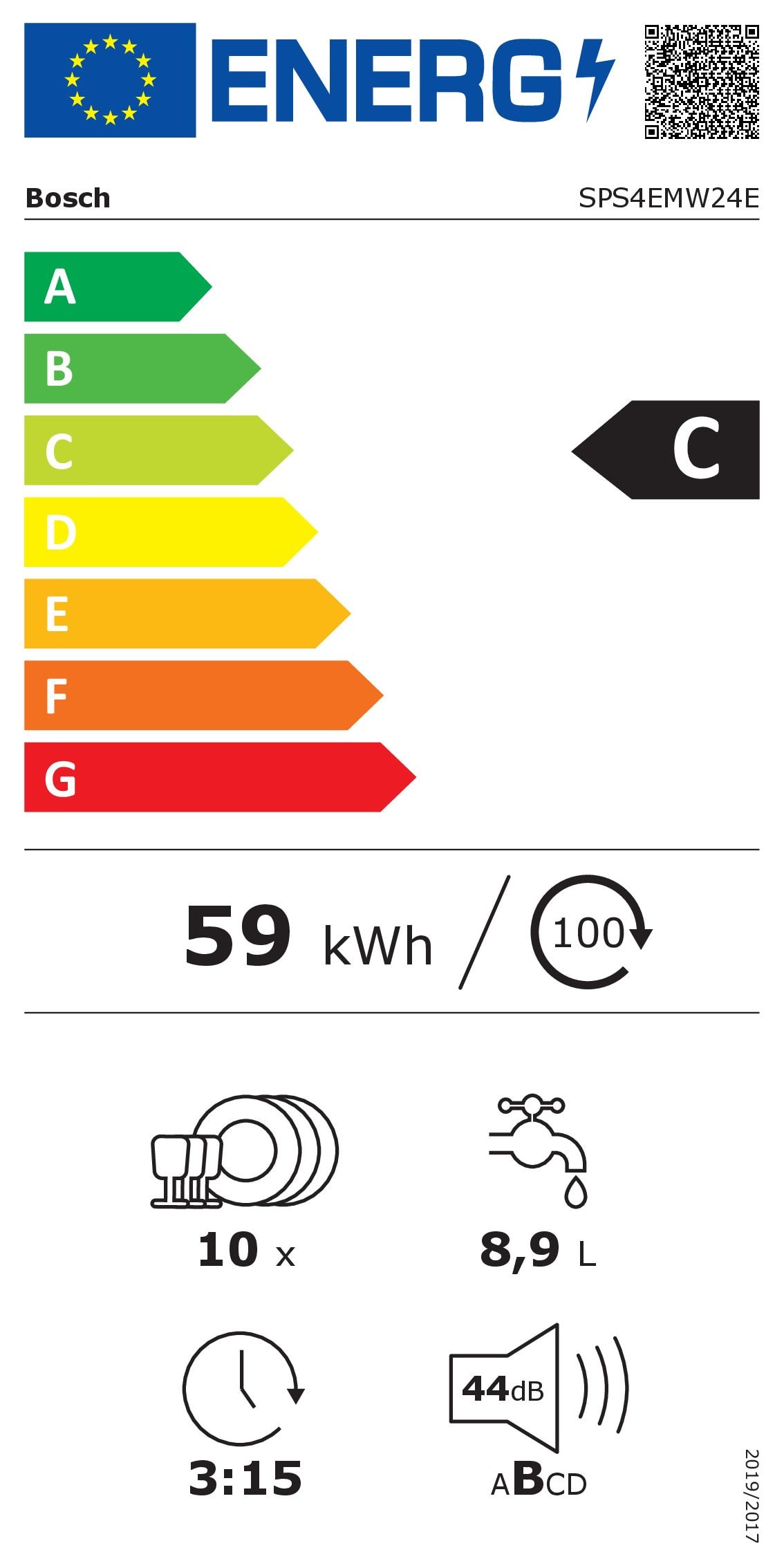 Lave vaisselle 45 cm BOSCH Série 4 Efficient Dry 10 couverts - SPS4EMW24E