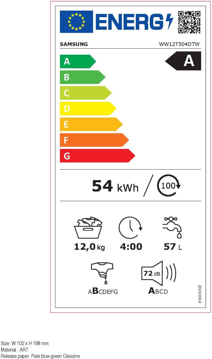 Lave linge Frontal SAMSUNG 12kg blanc - WW12T504DTWS3