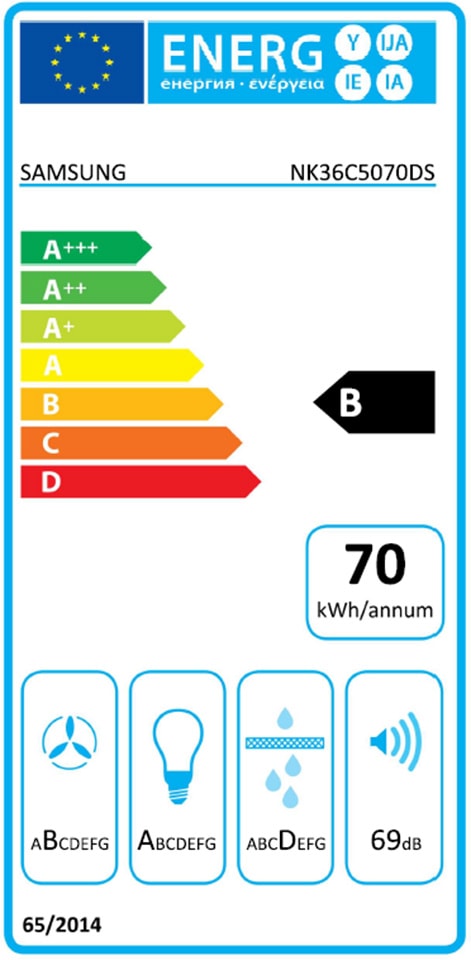 Hotte decorative murale SAMSUNG 73db 90cm Inox - NK36C5070DS