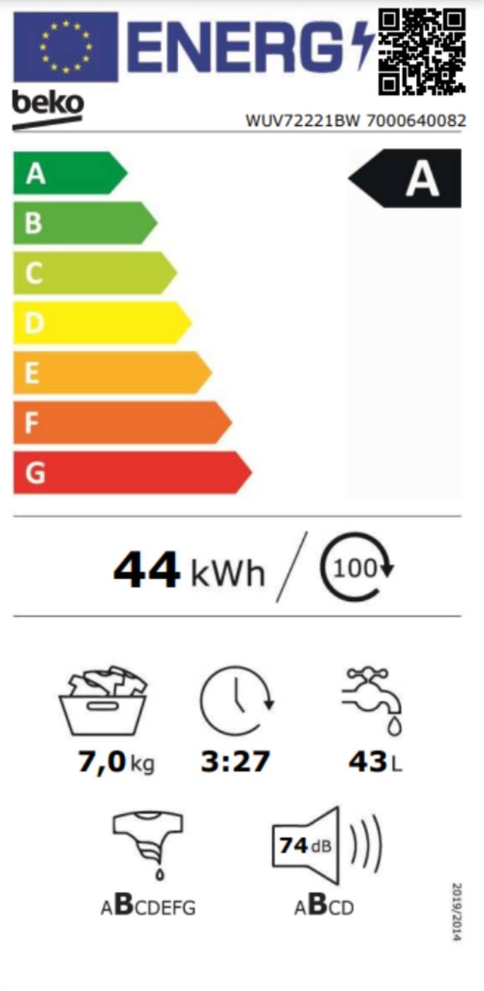 Lave linge Frontal BEKO  - WUV72221BW