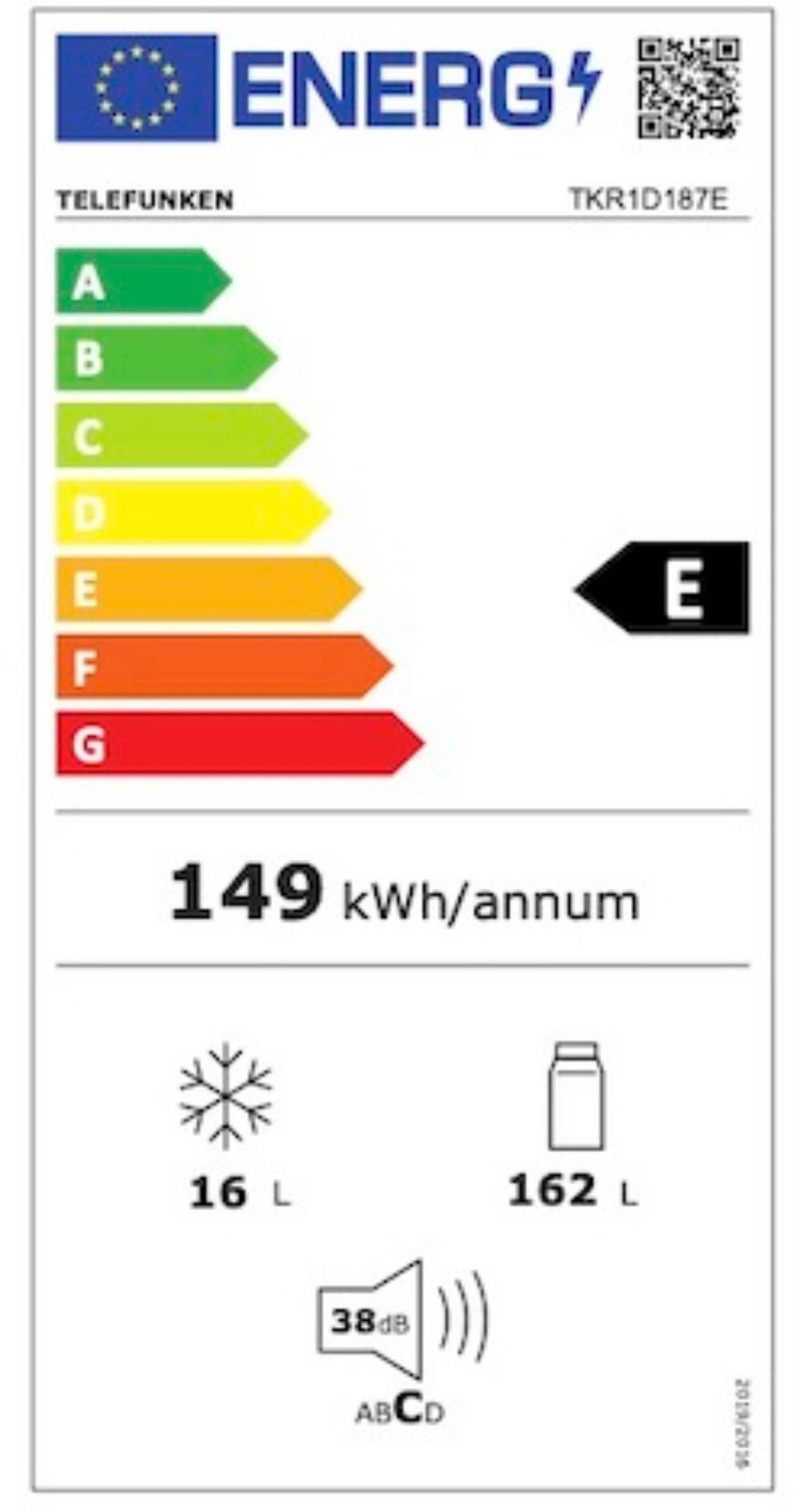 Réfrigérateur encastrable 1 porte TELEFUNKEN  - TKR1D187E