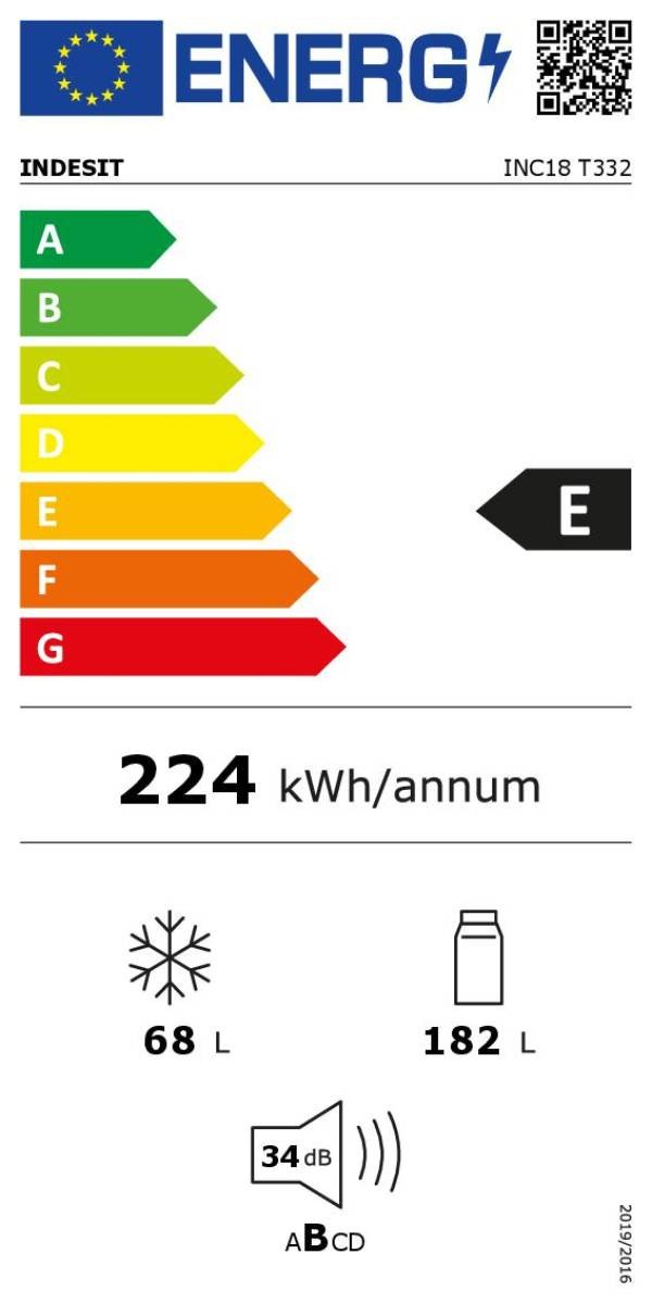 Réfrigérateur congélateur encastrable INDESIT  - INC18T332