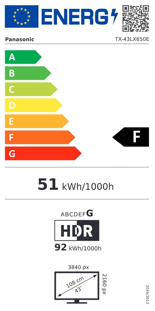 TV LED 4K 108 cm PANASONIC HDR Smart TV 43" - TX-43LX650E