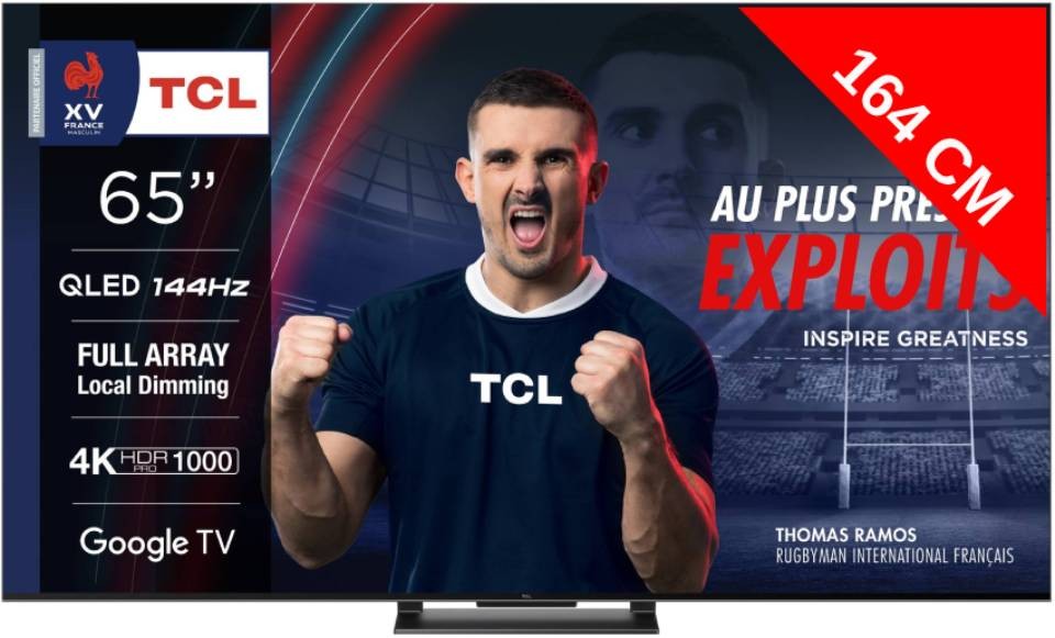 TCL TV QLED 4K 164 cm 144 Hz Dolby Atmos 65" - 65QLED870