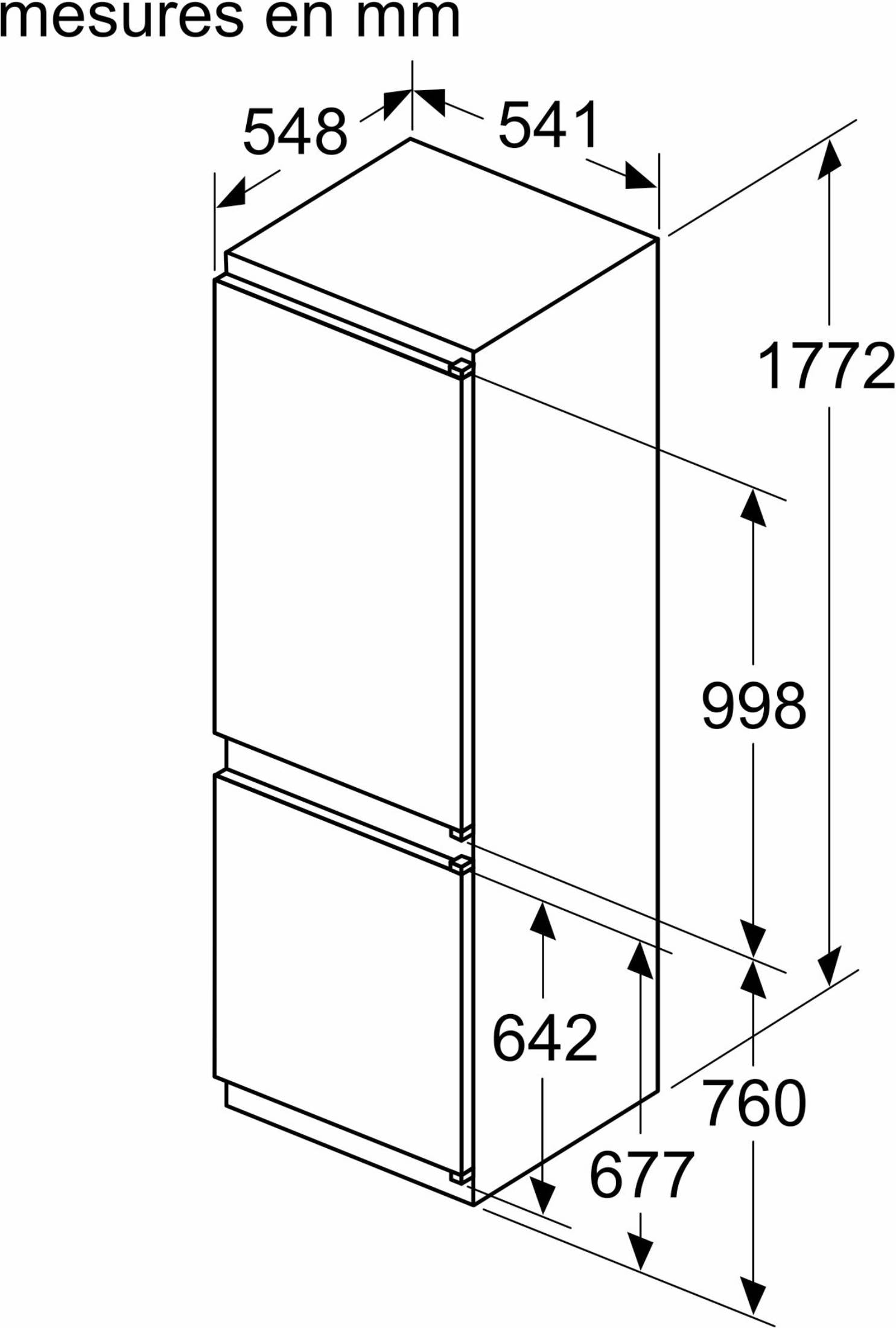 Réfrigérateur congélateur encastrable NEFF 260L - KI7861SE0