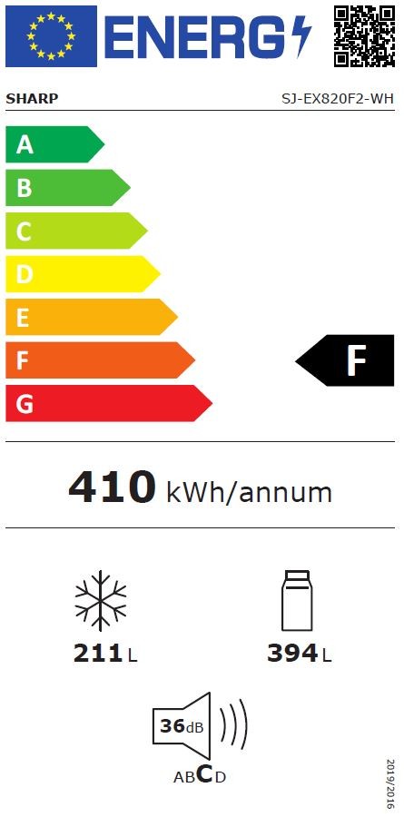 Réfrigérateur américain SHARP Hybrid Cooling System 605L - SJEX820F2WH