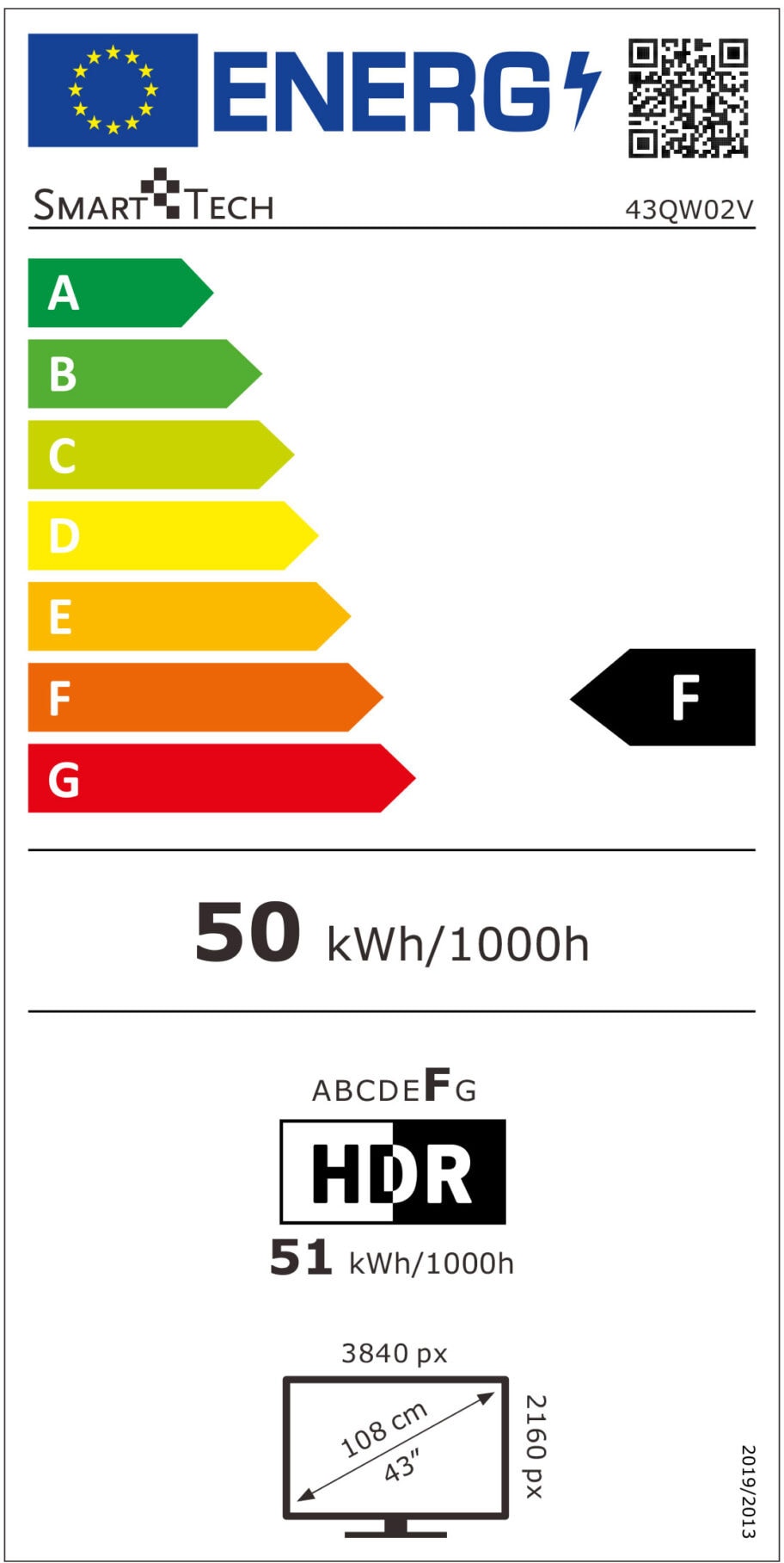 TV QLED 4K 108 cm SMART TECH  - 43QW02V