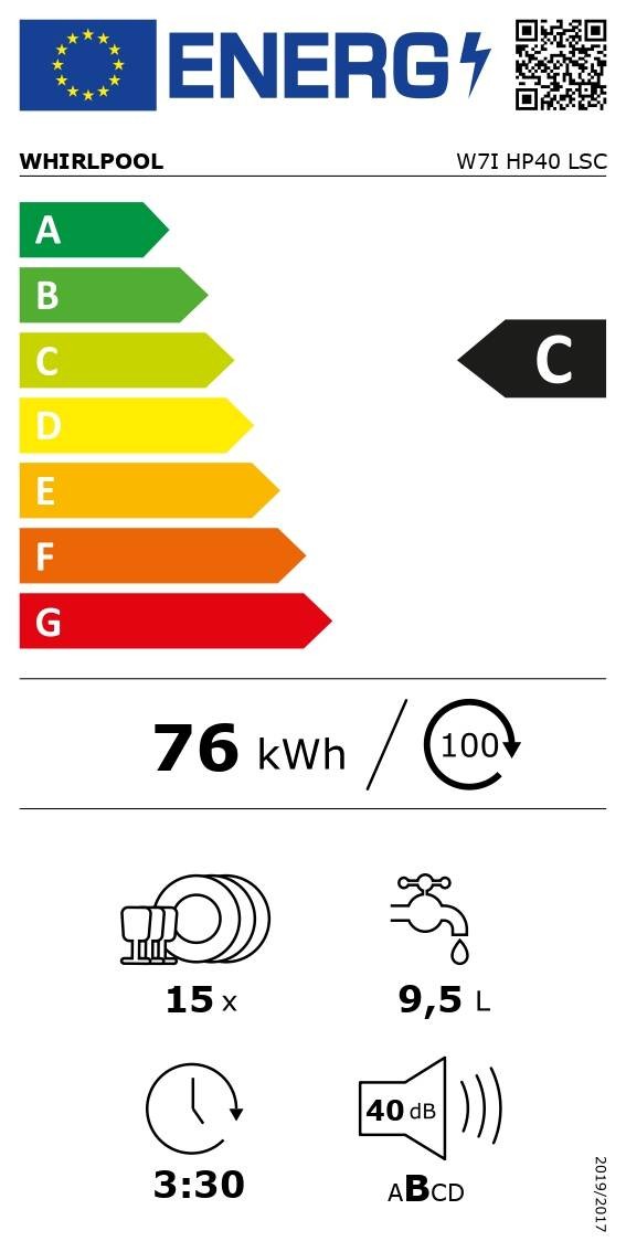 Lave vaisselle tout integrable 60 cm WHIRLPOOL  - W7IHP40LSC