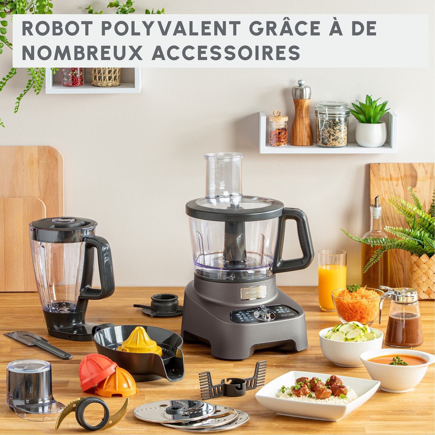 Robot culinaire MOULINEX Double Force 100W + 10 accessoires - FP825E10